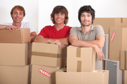 Packed moving boxes ready for house removals in a Croydon home