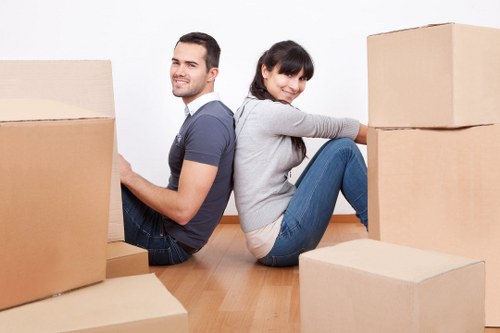Boxes and furniture ready for a flat removal in Croydon