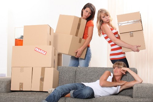 Packed boxes and furniture loaded for transport in Croydon